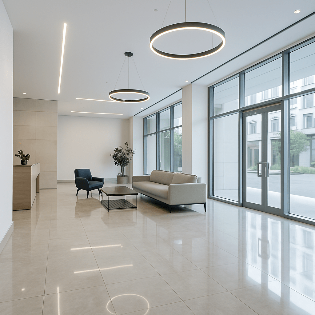 Clean modern apartment building lobby in Auckland